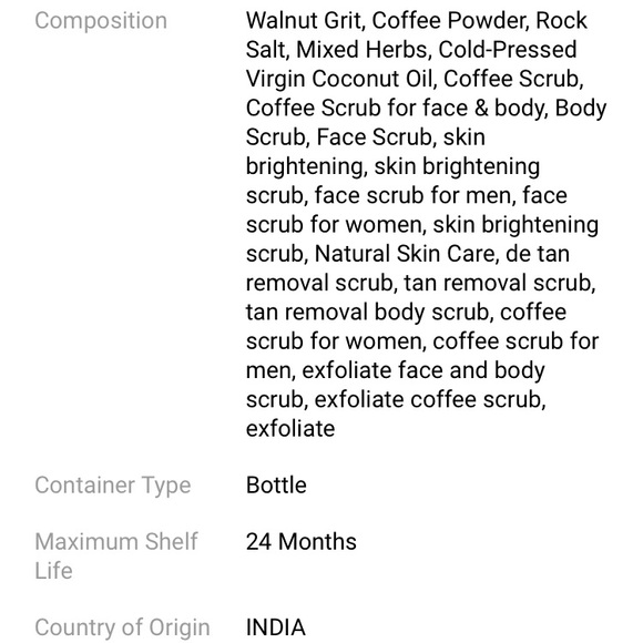 NEW โจ White Leaf Tan Dead Skin Removal Exfoliate Coffee + Walnut Modern Ayurveda - Picture 6 of 10